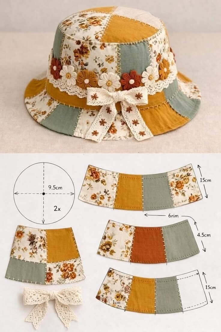 Chapéu bucket em patchwork