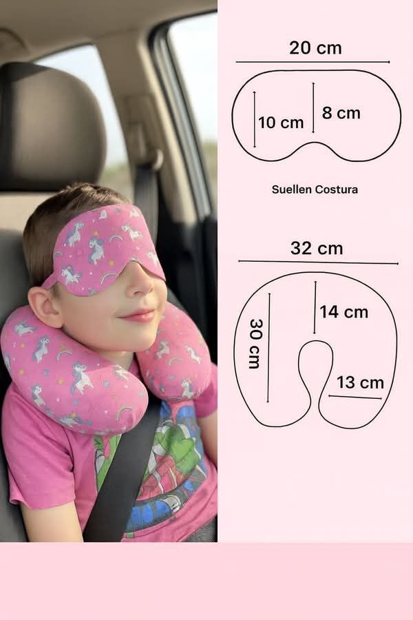 Almofada de pescoço e tapa-olhos infantil
