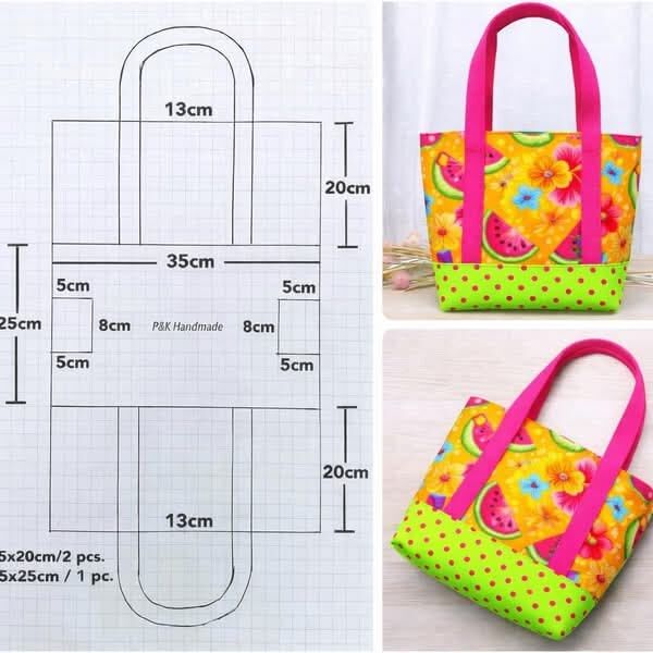 Bolsa sacola com estampa tropical e alças rosa