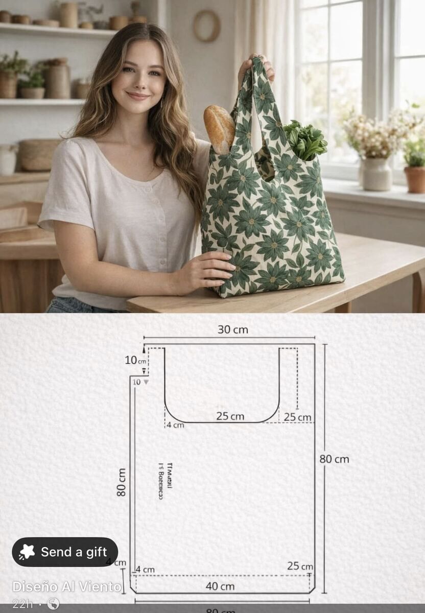 Sacola ecológica com estampa floral
